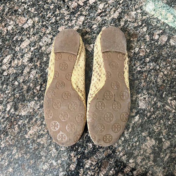 Tory Burch Reva Snake Embossed Leather Flats - Picture 5 of 9